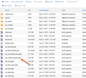 cpanel-file-manager-wp-config-sample
