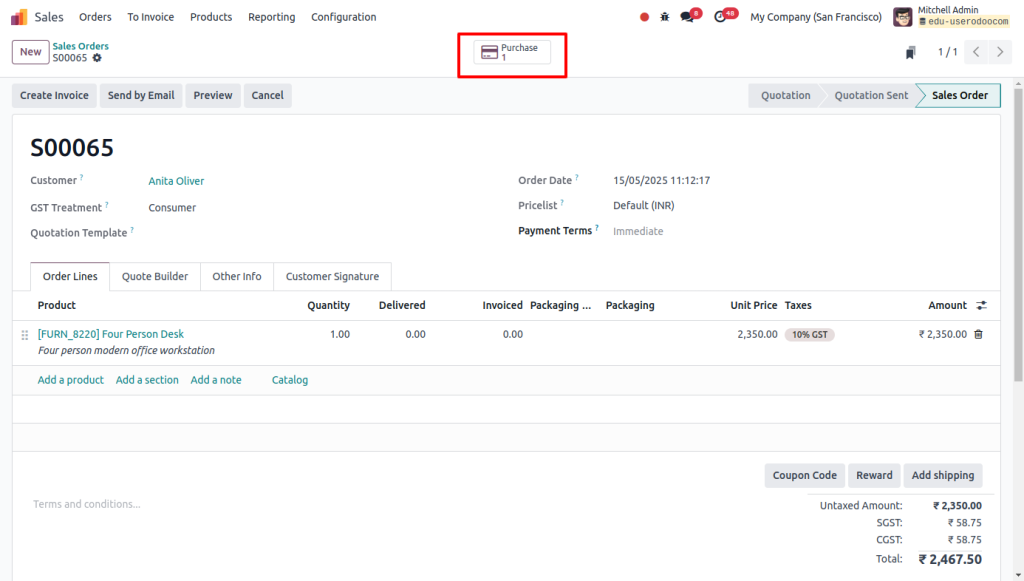 steps to Create sale order