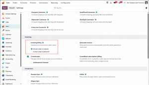 Sales configuration setting page