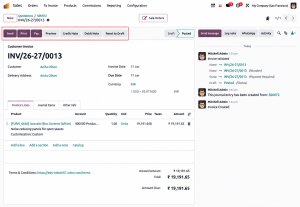 Odoo Invoice page