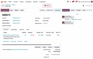 Odoo Invoice page